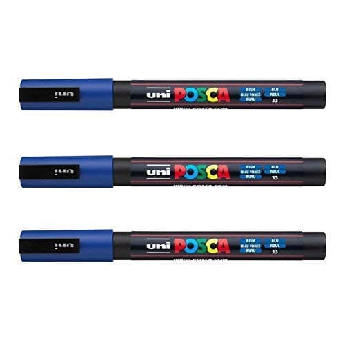 Posca Marqueurs PC-3 M Uni-Ball + Gamme complète de 40 couleurs disponibles + Artisans et passionnés + Décoration et art — bleu