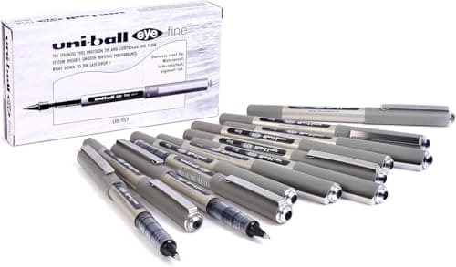 Uni-ball - stylos rolliers encre liquide 0,7 mm - pour écriture - 8 couleurs différentes - ensemble de 10 stylos Eye Fin — noir