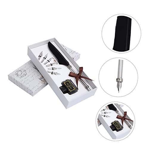 magiclulu ensemble de stylos à plume retro pour homme écriture encre noir 10 piècesVintage Retro Fountain Pen Set 10pcs