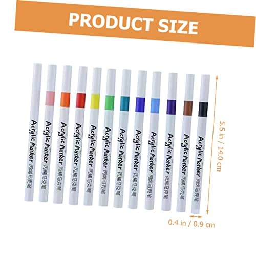 DIYEAH Marqueurs de peinture acrylique multifonctions colorés pour dessin et écriture portables 12 pièces