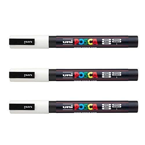 Posca Marqueurs PC-3 M Uni-Ball + Gamme complète de 40 couleurs disponibles + Artisans et passionnés + Décoration et art — blanc
