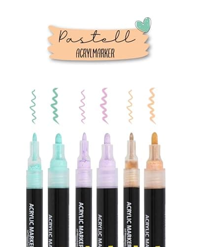 Marker doré Online, stylos acryliques pour feutres à peinture handlettering, boir, verre et plastique, 5 pointes différe — Pastel