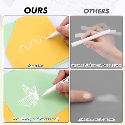 Marqueur acrylique JIANTA 12 feutre blanc indélébable, imperméable, pointe fine 1mm, permanent pour pneu, galets, bois,