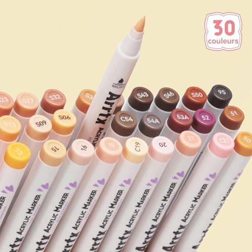 Arrtx, stylos acryliques 30 couleurs pour adultes | coloriage, dessin, peinture sur roche, bois, toile | loisirs créatif