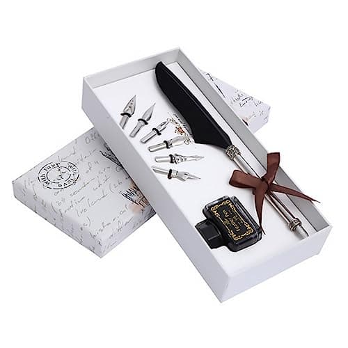 magiclulu ensemble de stylos à plume retro pour homme écriture encre noir 10 piècesVintage Retro Fountain Pen Set 10pcs