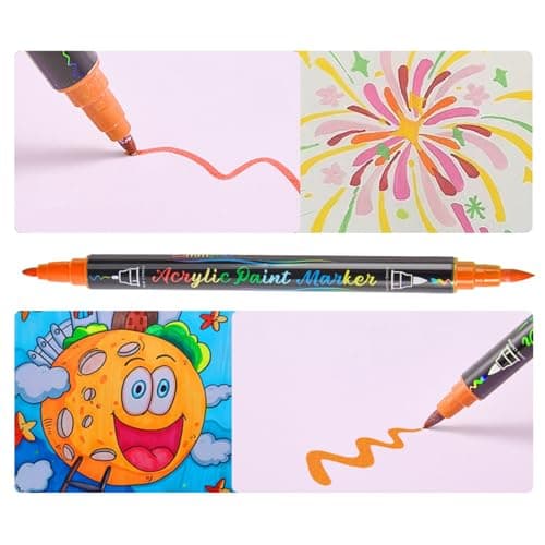 Feutres double pointe 60 couleurs acryliques pour peinture et dessin | Idéaux pour verre, tissu et bois - 60 couleurs ac