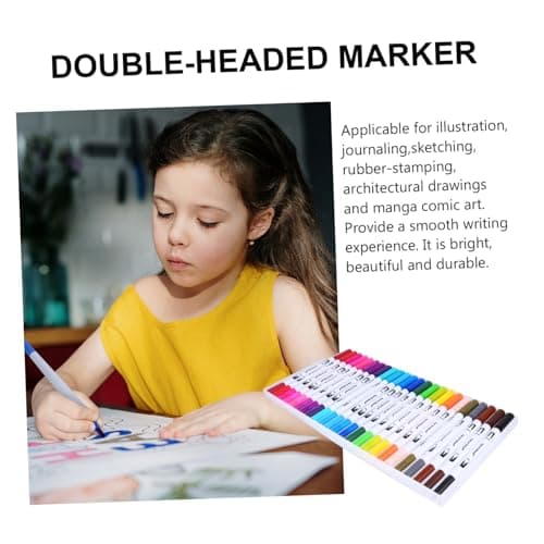 Stylos Marqueurs DIYEAH Double Couleurs 24 Pièces Journalisation École Travail Étui