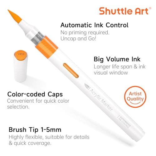 Feutre Acrylique Shuttle Art 36 Couleurs pour Calligraphie et Bricolage, Idéal pour Adultes et Artisans, Accessoires de