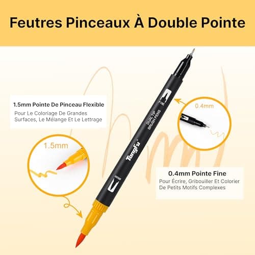 TongFu Feutres Coloriage Adulte Multiusage, Mandala et Bullet Journal, Doublent Pointe Aquarellable, 120 Couleurs pour D