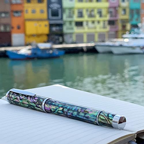 Stylo plume LACHIEVA Schmidt coquillage d'ormeau pointe fine pour homme et femme coffret cadeau fête