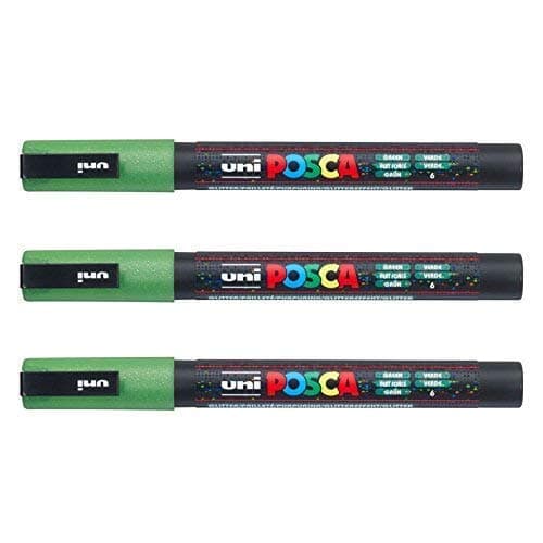 Posca Marqueurs PC-3 M Uni-Ball + Gamme complète de 40 couleurs disponibles + Artisans et passionnés + Décoration et art — vert pailleté