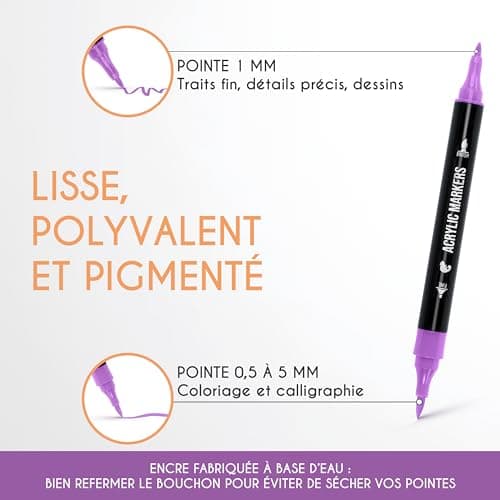 Feutres Acrylique Zenacolor Double Pointe 24 Couleurs Œuvres d'Art Surfaces Diverses