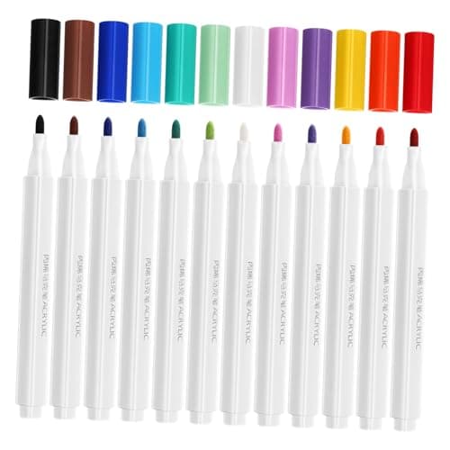 DIYEAH Couleurs Acryliques Feutres Marqueurs 12 Pièces pour Art et Artisanat - Idéaux pour Peindre Toile