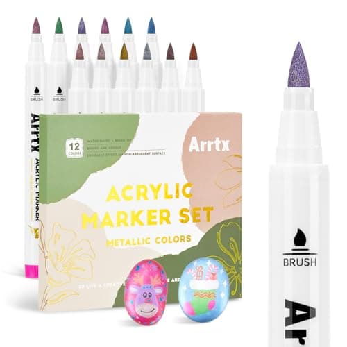 Marqueurs Acryliques Arrtx 90 pour Artistes et Adultes - Peinture sur Roche, Bois, Toile - Loisirs Créatifs 90A — Couleur Métallique12A