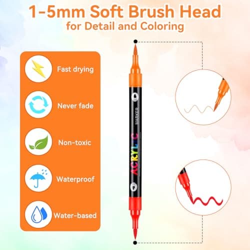 <think>

</think>

TrendGate Marqueur Acrylique 120 Couleurs Double Pointe pour Peinture sur Papier, Verre, Métal, Céram