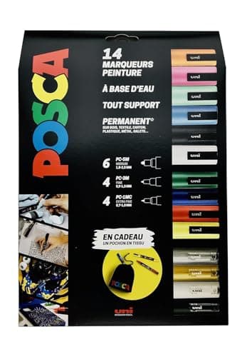 POSCA - Water-Based Paint Markers Maxi Pack Multi-Points pour Tous les Supports - 14 Marqueurs - Couleurs et Pointes Ass