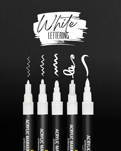 Marker doré Online, stylos acryliques pour feutres à peinture handlettering, boir, verre et plastique, 5 pointes différe — Blanc