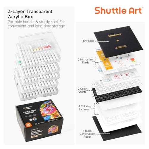 Marqueurs Acrylique Shuttle Art Feutre 60 Couleurs pour Calligraphie et Bricolage, Éco-Confiabilidade GRS, Idéal pour Ar