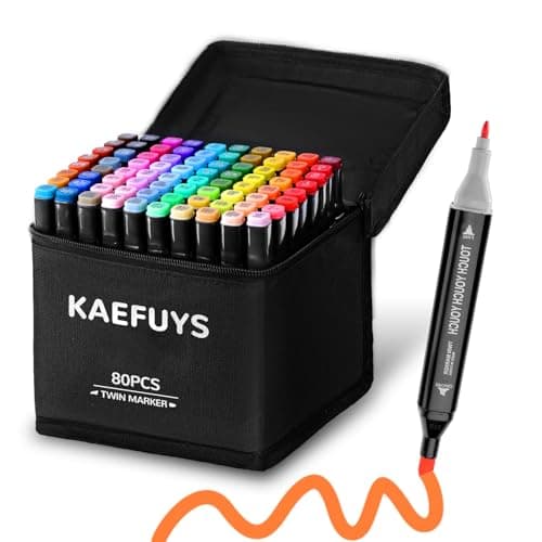 80 Couleurs Feutres Coloriage Adulte Twinmarkers, Portable avec Base et Sac, Idéal pour Dessin Professionnels Écriture e — Multicolore 80pcs