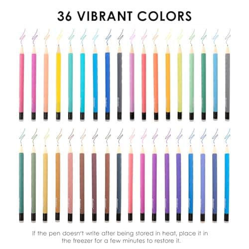 Stylos à encre gel effaçables Grabie 36 couleurs pour dessin et écriture, bons pour le planificateur, facilement effaçab