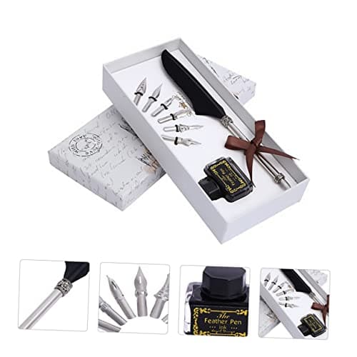 magiclulu ensemble de stylos à plume retro pour homme écriture encre noir 10 piècesVintage Retro Fountain Pen Set 10pcs