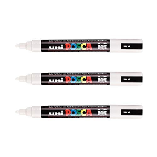 Marque POSCA Mitsubishi 3 Marqueurs Blancs PC5M Pointe Conique Pour Peinture à Base d'Eau Tous Supports.createClass()