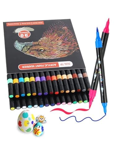 AEDAGA 60 Couleurs Feutre Acrylique pour Artistes et Enfants, Marqueur Acrylique Double Pointe avec Pinceau et Pointe Fi — 30 Couleurs
