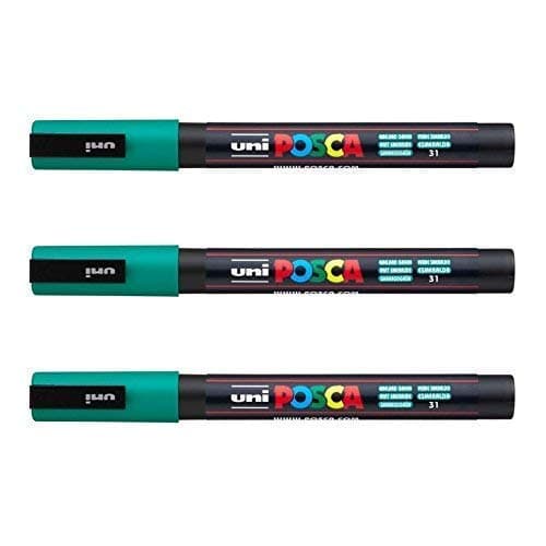 Posca Marqueurs PC-3 M Uni-Ball + Gamme complète de 40 couleurs disponibles + Artisans et passionnés + Décoration et art — vert émeraude