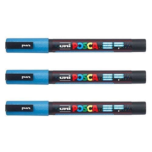 Posca Marqueurs PC-3 M Uni-Ball + Gamme complète de 40 couleurs disponibles + Artisans et passionnés + Décoration et art — Glitter Light BLue