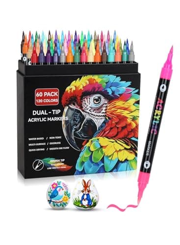 AEDAGA Feutres Acrylique 72 Couleurs, 36 Stylos Marqueur Pour Enfants Et Adultes, Acrylic Marker Pour Décoration De Toil — 120 Couleurs