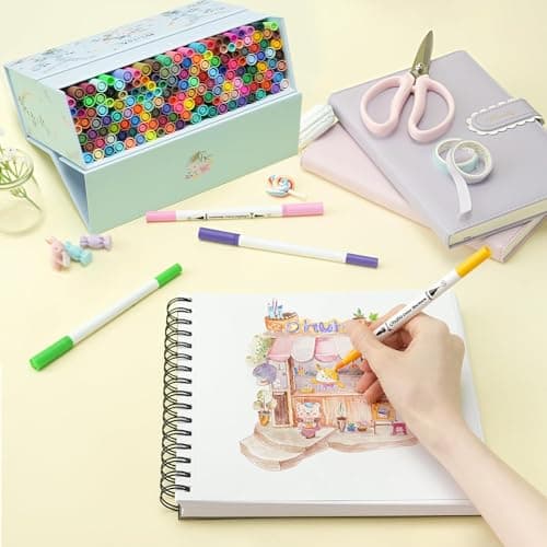 Ohuhu 160 Feutres de Couleur pour Adultes - Aquarelle et Double Pointe Fine et Pinceau pour Calligraphie et Mandala, Mau