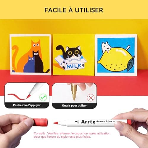 Marcos Acrylique, 120 Stylos, Marqueurs Acrylique pour Artistes Adultes, Coloriage, Dessin Animé, Pointe Pinceau pour Pe