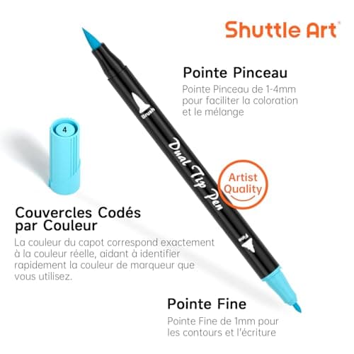 Marqueurs pastel Shuttle Art Lot de 56 stylos pour adultes Global Recycled Standard  
Feutres à double pointe Shuttle Ar