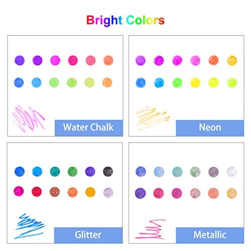 Gurkkst Ensemble de 48 Stylos à Encre Gel de Couleur Gel Paillettespour Adultes - Peinture, Écriture et Coloriage - 12 M