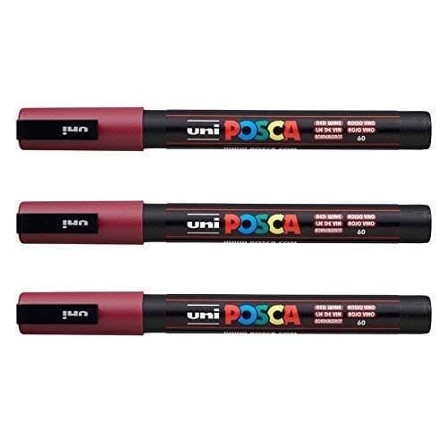 Posca Marqueurs PC-3 M Uni-Ball + Gamme complète de 40 couleurs disponibles + Artisans et passionnés + Décoration et art — bordeaux