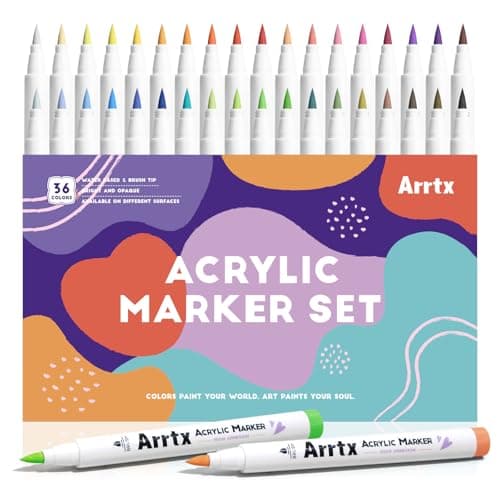 Marqueurs Arrtx pour peinture acrylique 30A couleurs : marqueurs pointe pinceau pour artisans et créatifs, peinture acry — Couleurs 36D