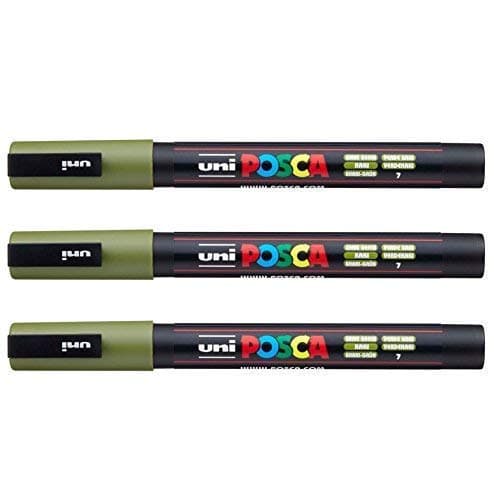Posca Marqueurs PC-3 M Uni-Ball + Gamme complète de 40 couleurs disponibles + Artisans et passionnés + Décoration et art — vert kaki