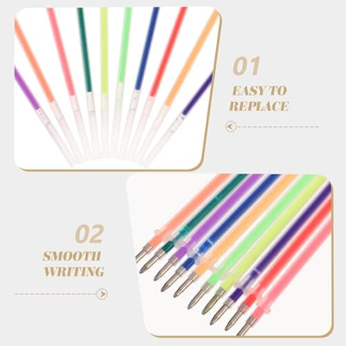 Homoyoyo 100 pièces recharge stylos gel multicolores créative encre lisse pour bureau et école - écriture quotidienne ro