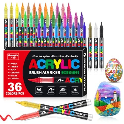 Marque VAKKI Stylos Acryliques Couleurs pour Adultes | Pierre, Calligraphie, Bois | Toile, Verre | 168 Couleurs Fluides — 36