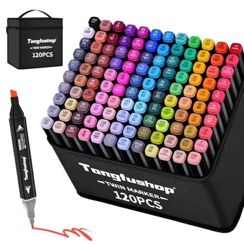 Tongfushop Feutres à Alcool pour Adultes Rapidement Séchants en 2 Secondes Conception Rendu Dessin Affiche — 120 Couleurs
