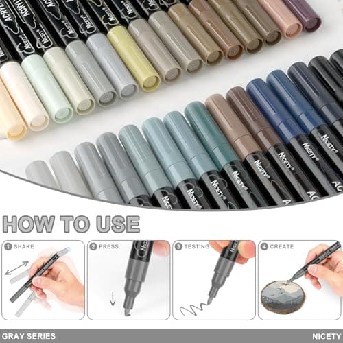 Nicety 0,7 mm Acrylic Paint Marker Verre Bois Toile Céramique Gris