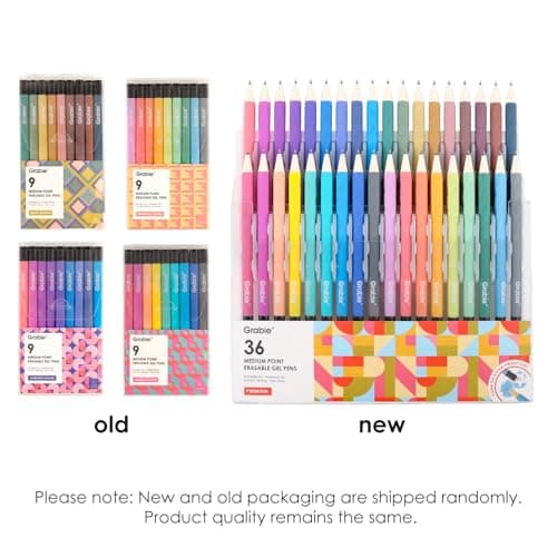 Stylos à encre gel effaçables Grabie 36 couleurs pour dessin et écriture, bons pour le planificateur, facilement effaçab