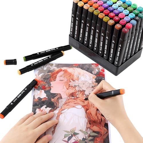 Ordeluxe 120 couleurs feutre à alcool pour artistes et adultes à colorier, séchage rapide en une seconde, avec étui de t