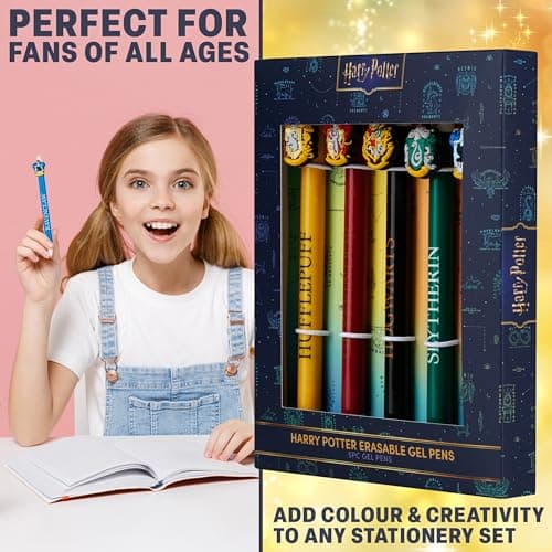 Stylos Harry Potter Effaçables Gel Kawaii pour Enfant Scolarité Encre Bleue (Lot de 5)