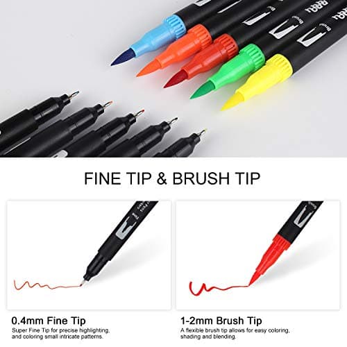 Stylos Feutre 100 Couleurs pour Calligraphie et Coloriage Adulte hho-100B