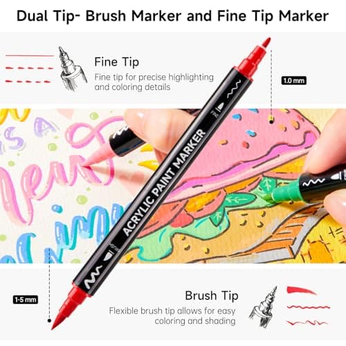 Feutre acrylique Shuttle Art 60 couleurs pour calligraphie et bricolage, Marqueurs sur céramique, toile et plastique - G