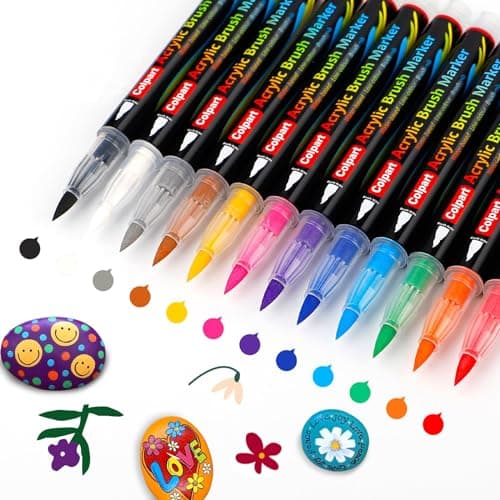 Marqueurs acryliques Colpart pour lettrage - marqueur peinture acrylique Colpart pour fabrication de cartes, peinture su — Brush-12couleurs