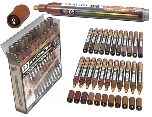 TOOLI-ART Skin Pro Color Series Lot de 22 marqueurs acryliques - Pointe extra fine - Non toxiques - Idéaux pour peinture — marron