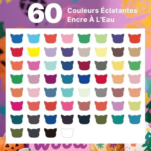 Tongfushop Feutres Acryliques 60 Couleurs pour Adulte, Marqueurs Peinture Pointe Pinceau pour Pierre Bois Toile Verre Cé