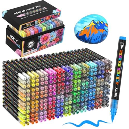 Marqueurs NICETY Acryliques Multi-Supports 72 Couleurs - Pointe Flexible 1-6mm pour Artistes et Débutants — 264